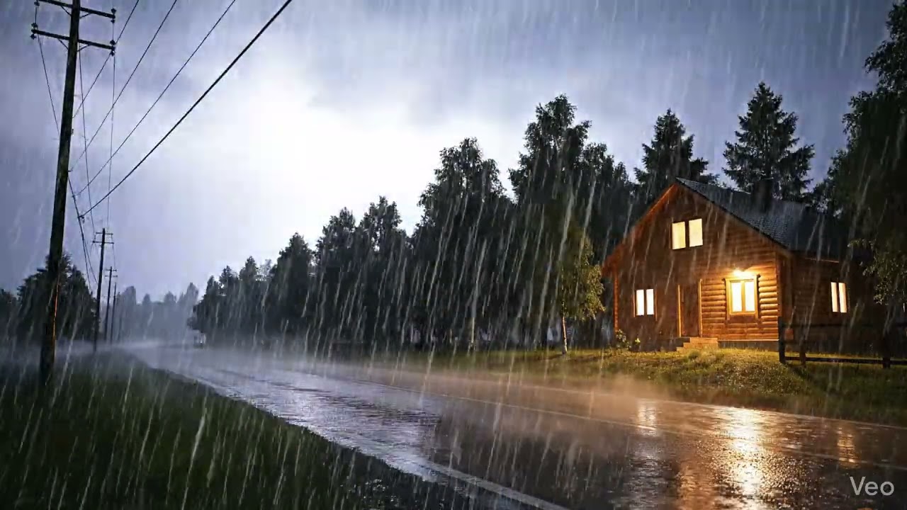 Rain and Thunder Sounds at Night | Heavy Rain for Sleeping, Relaxing, Studying – 10 Hours