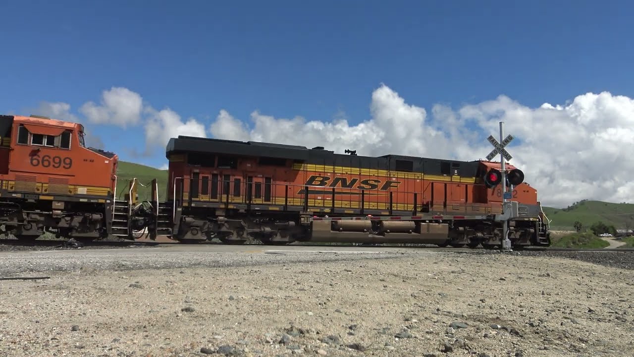 BNSF 8382 Leads A SB Stack Train W/ KCS and CEFX AC44 through Cal Bodfish Rd Crossing Caliente, CA