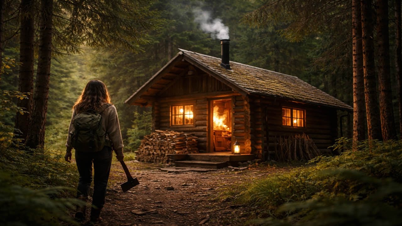 🎥 Forest Ghost! 😱 Solo Girl’s 100 Days in the Deep Wild 🌿🏚️