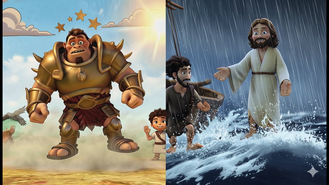 Peter Walks on Water + David & Goliath | Bible Stories & Songs for Kids | Toddler Christian Cartoon