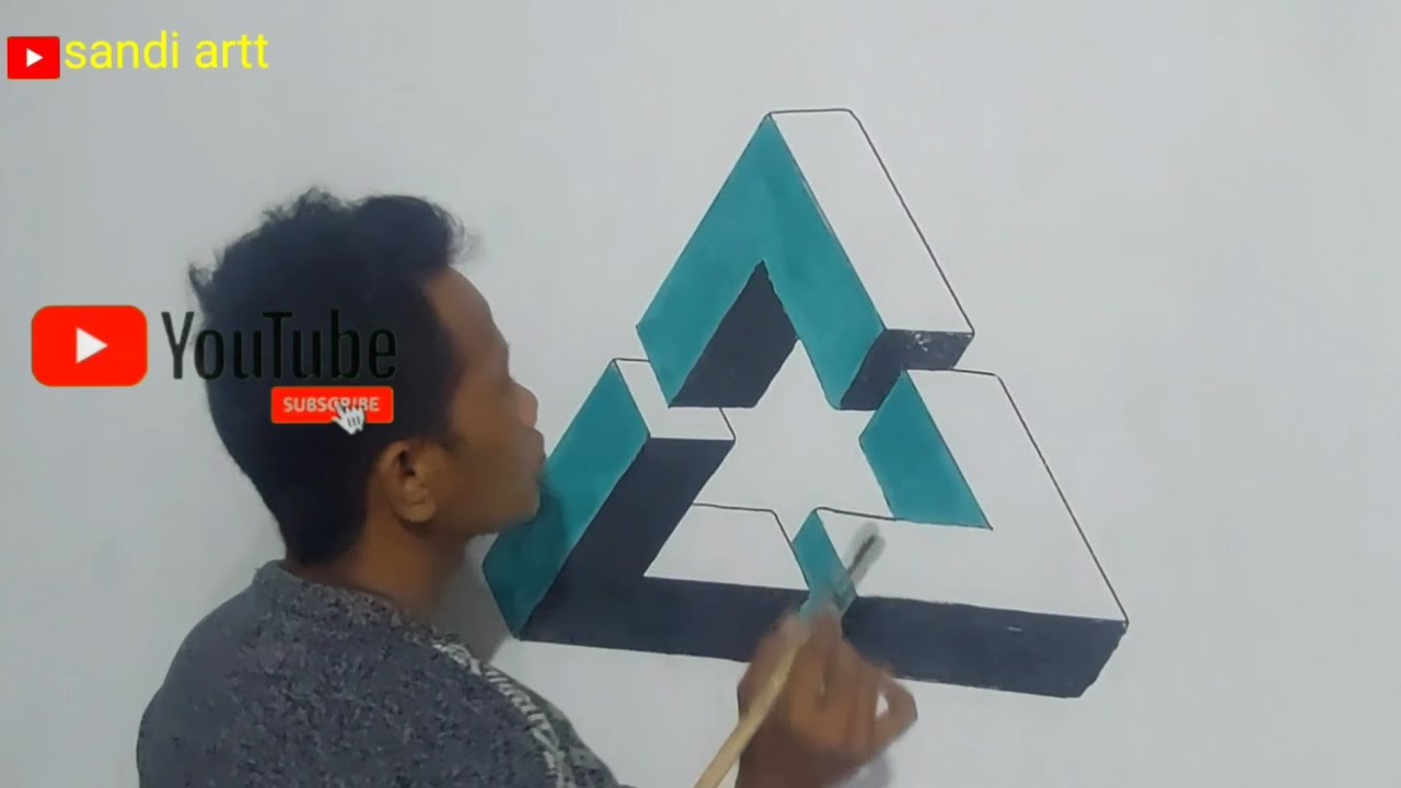 3D WALL DECORATION EFFECT | CAT TEMBOK KREATIF 3D | OPTICAL ILLUSION 3D WALL PAINTING TRIANGLE
