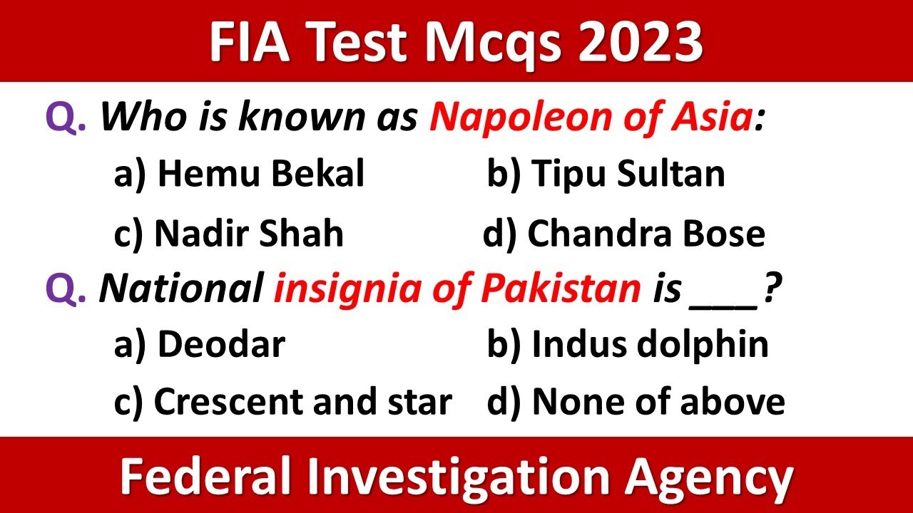 FIA Test Mcqs 2023 | FIA Test Preparation 2023 | FIA Test Questions 2023 | FIA Most Repeated Mcqs