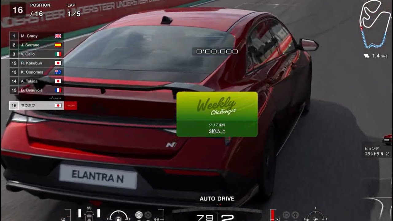 PS5/VR2「グランツーリスモ 7」ヒョンデ エラントラ N'23/インテルラゴスサーキット5周/Weekly Challenges ワールドツーリングカー600/1位＆ファステストラップ