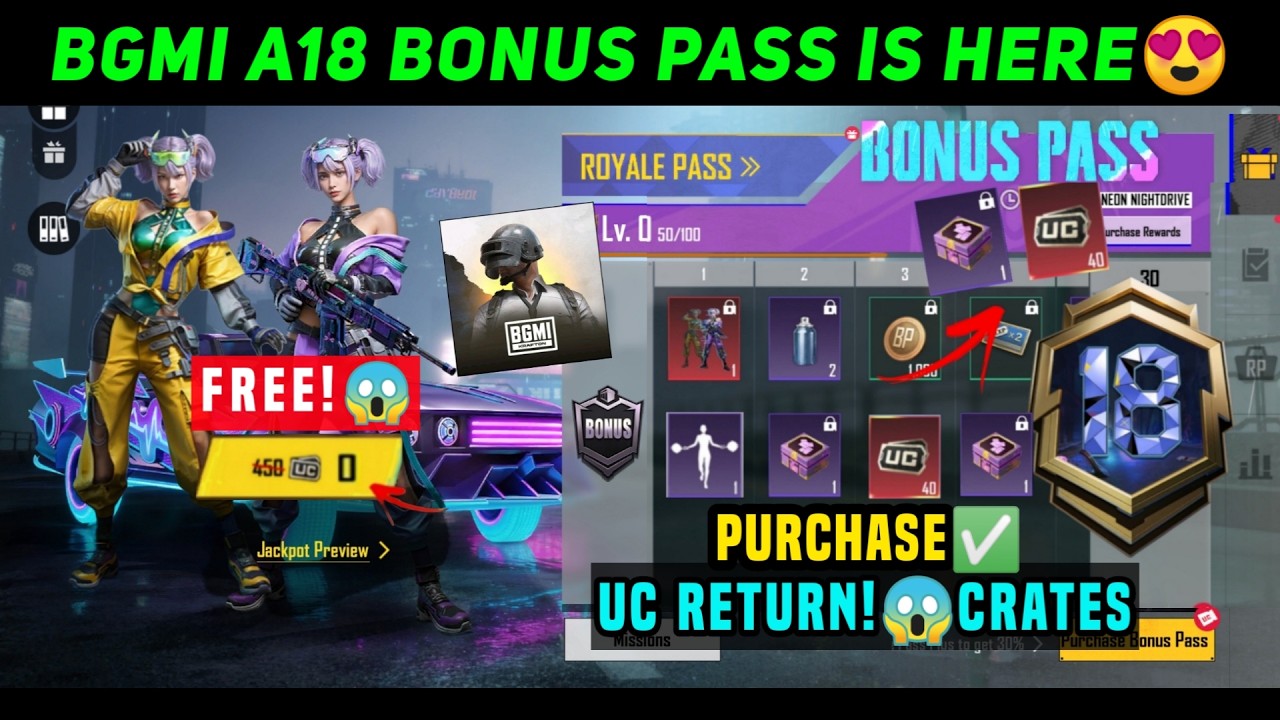 BGMI NEW BONUS PASS PURCHASE/ A18 BONUS PASS UC RETURN OR NOT/ A18 BONUS PASS ME UC WAPAS KAISE LAYE