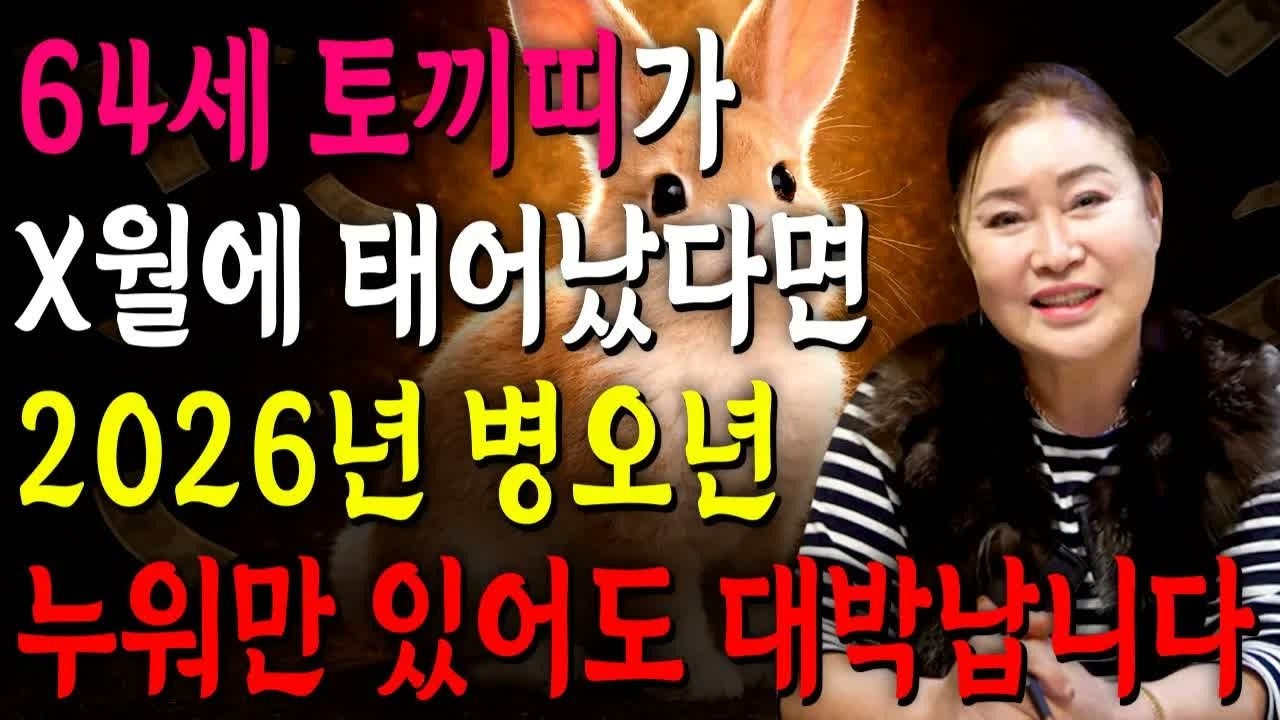 🔥1963년생 토끼띠 혼자 보세요!! 1월부터 인생 뒤집힌다💰 64세 평생 먹고 살 돈 들어온다!!