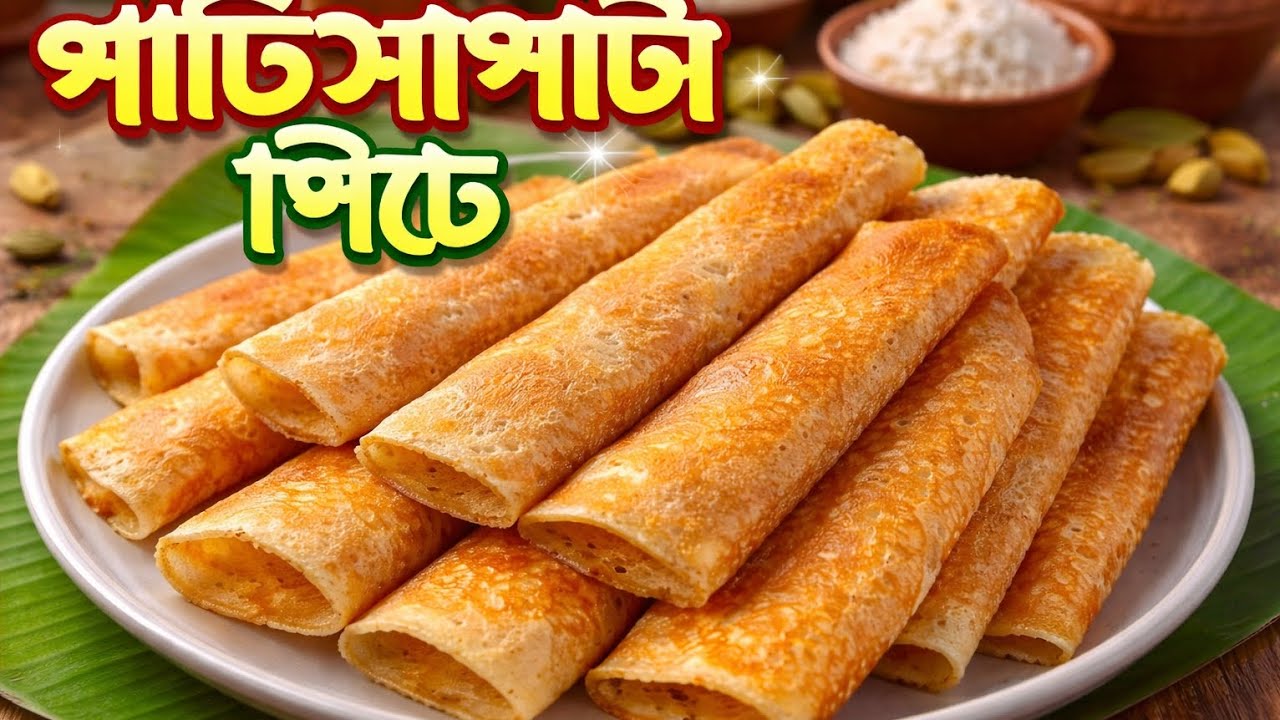 নলেন গুড় দিয়ে পাটিসাপটা পিঠে | patishapta pitha recipe |  সহজ পাটিসাপটা পিঠে বানানোর রেসিপি