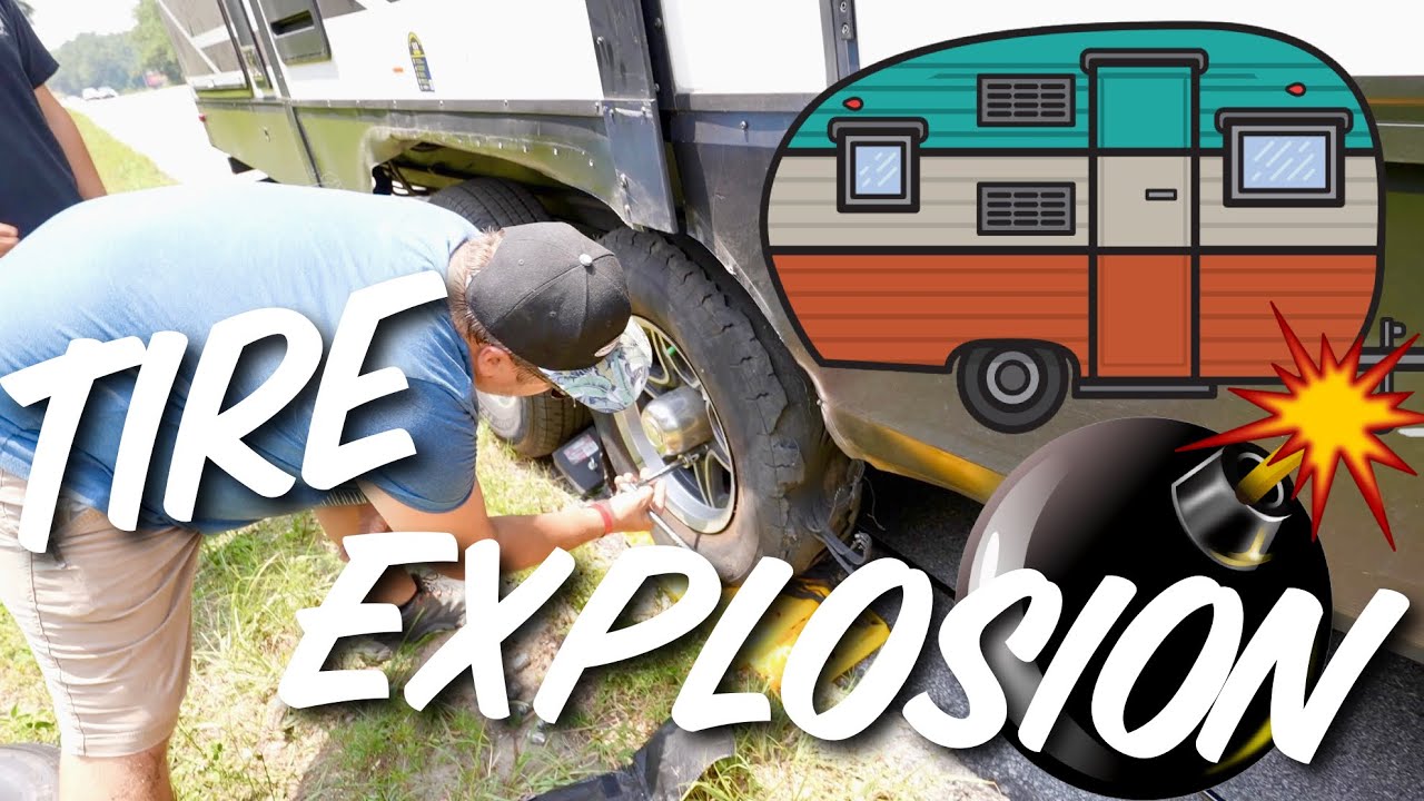 Blown Tire Shreds Side Of Camper
