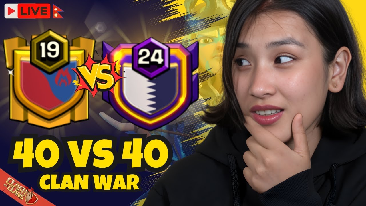 Clash of Clans LIVE 🔴 40v40 Clan War | Nepali 101 🇳🇵 vs Shelby’s 🇮🇳 | With AlyyOn