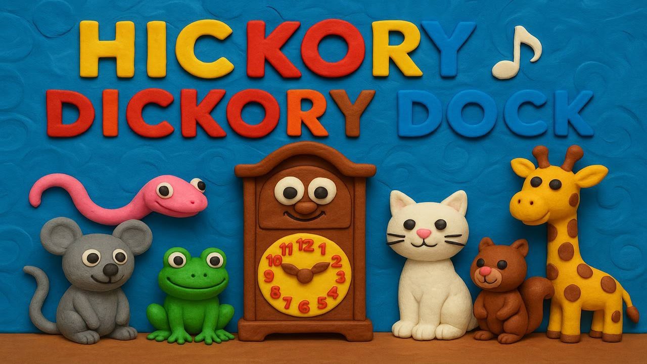 Clay Animals Hickory Dickory Dock 🐭🐍🐰🐸🐱🦒 🕰 | Cute Kids Cartoon Song  #nurseryrhymes #kidssong #baby
