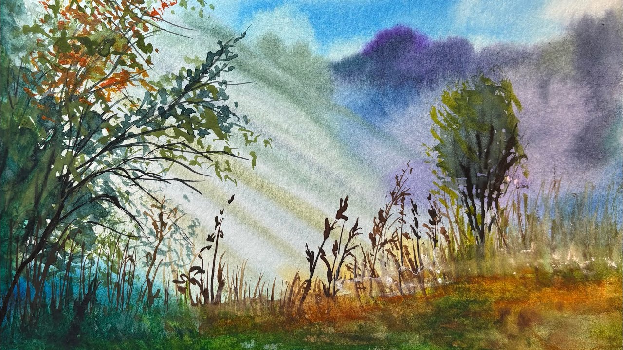 Morning Light | Atmospheric Watercolor Landscape Painting