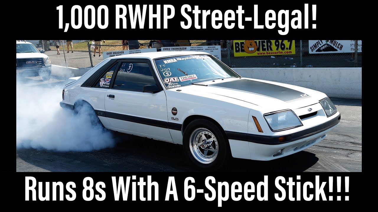 1000 RWHPH! Foxbody Mustang GT с двойным турбонаддувом, 8-секундной 6-ступенчатой ​​коробкой пере...