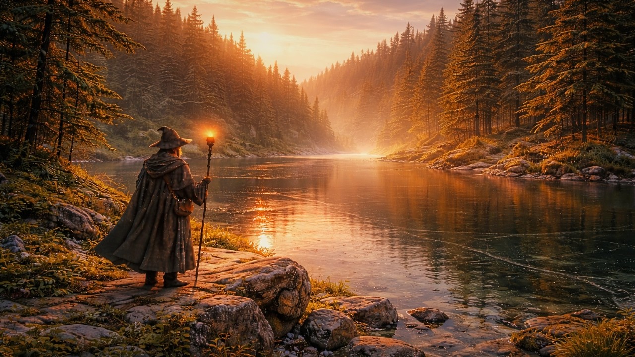 Path of the Wizard: Sunset by the Silent River | Calm Fantasy Ambient