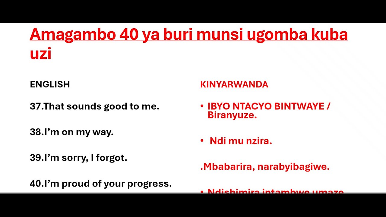 Amagambo 40 ya buri munsi ugomba kuba uzi