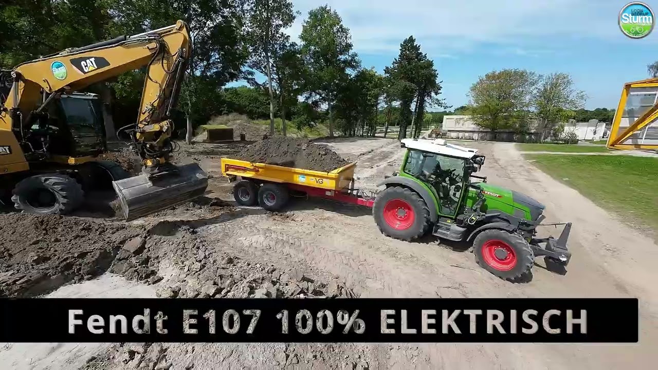 Loonbedrijf Sturm Jacobs aan het werk met Fendt E107 100% ELEKTRISCH