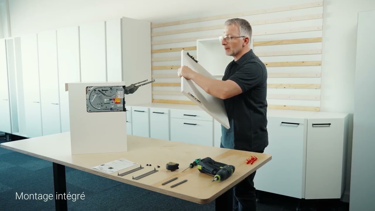 Ferrure relevante FREEslim Flap Kesseböhmer - Montage intégré sur le côté du meuble