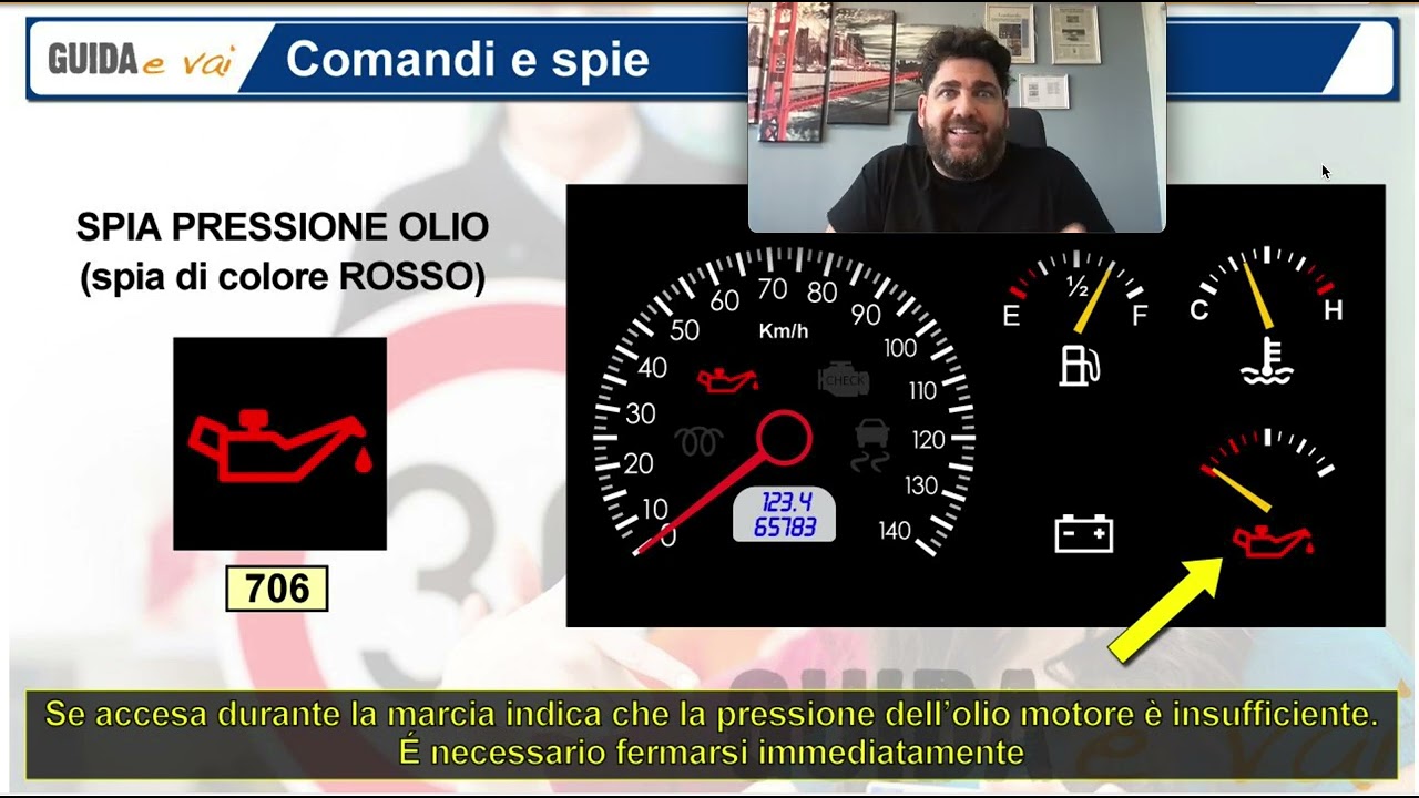 Simbolo della pressione bassa dell'olio