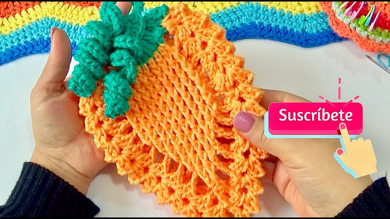 Zanahoria En Relieve Tejida a crochet  paso a paso