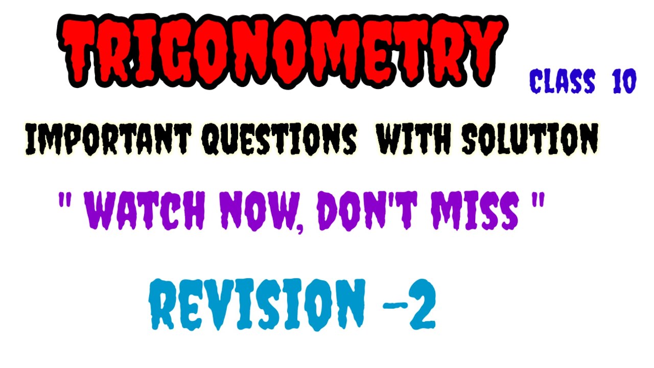Trigonometry | Geometry | Important Questions With Solutions | @ educational stream | Revision |