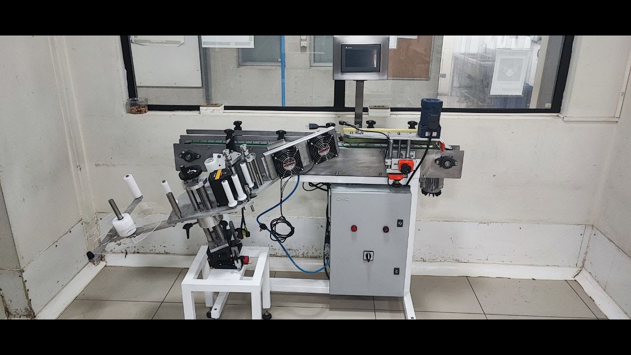 Máquina etiquetadora automática de envases cónicos y cilíndricos