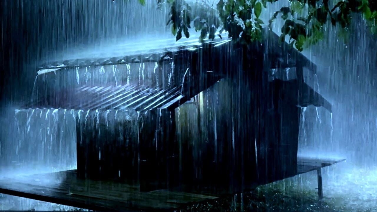 Deep Sleep with Heavy Rainstorm and Power Thunder Sounds in Folk Village Korean at Night