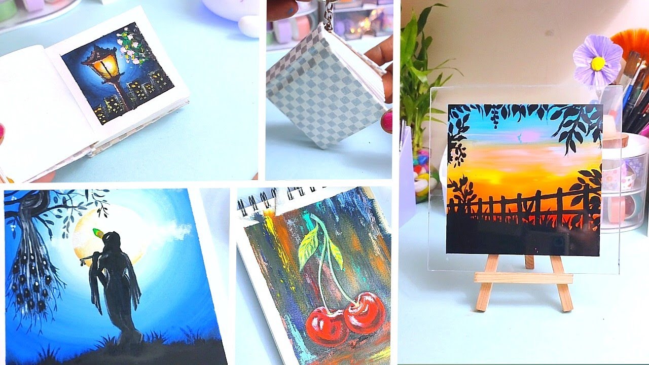 4 different and cool painting ||#glasspainting ||#lordkrishna art|| #minidairy ||#cherrydrawing||
