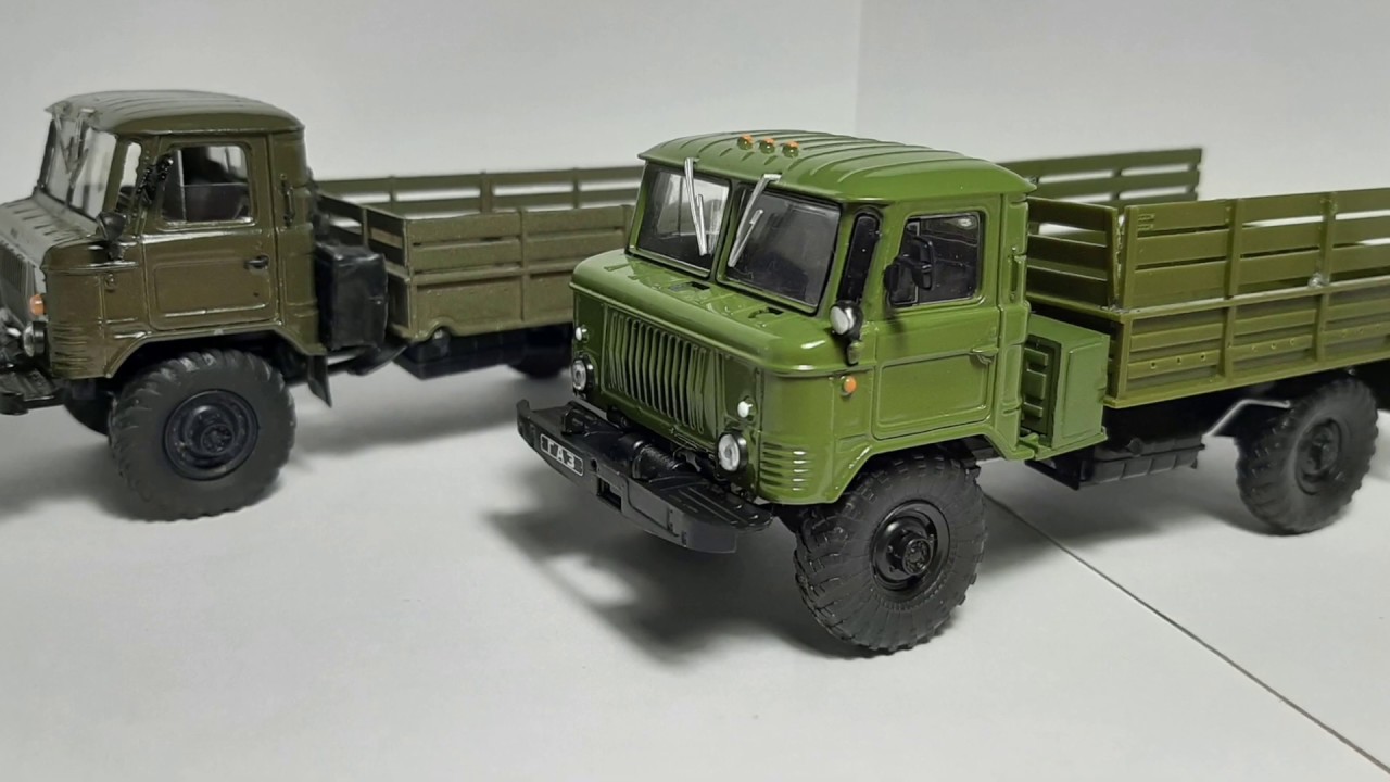 ГАЗ-66 Русская миниатюра vs ГАЗ-66 Автолегенды СССР Грузовики. Масштабные модели автомобилей 1:43.