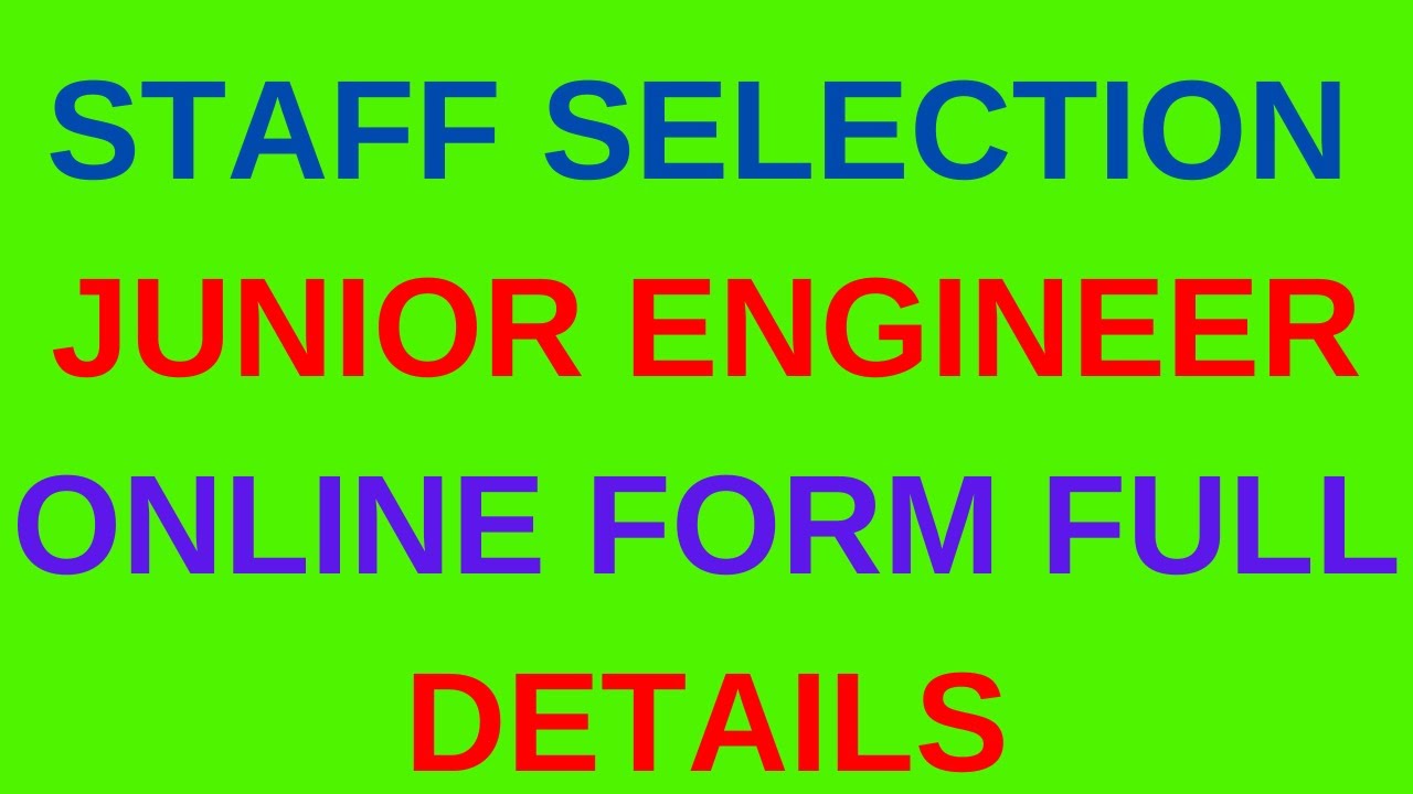 SSC Junior engineer online form 2020 | Staff Selection Junior engineer online form 2020 | SSC Junior