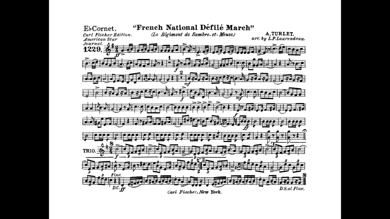 French National Defile March - Eb CORNET