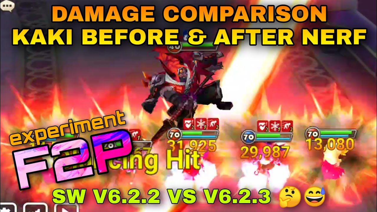 KAKI DAMAGE COMPARISON BEFORE & AFTER NERF TEST SUMMONERS WAR / SW