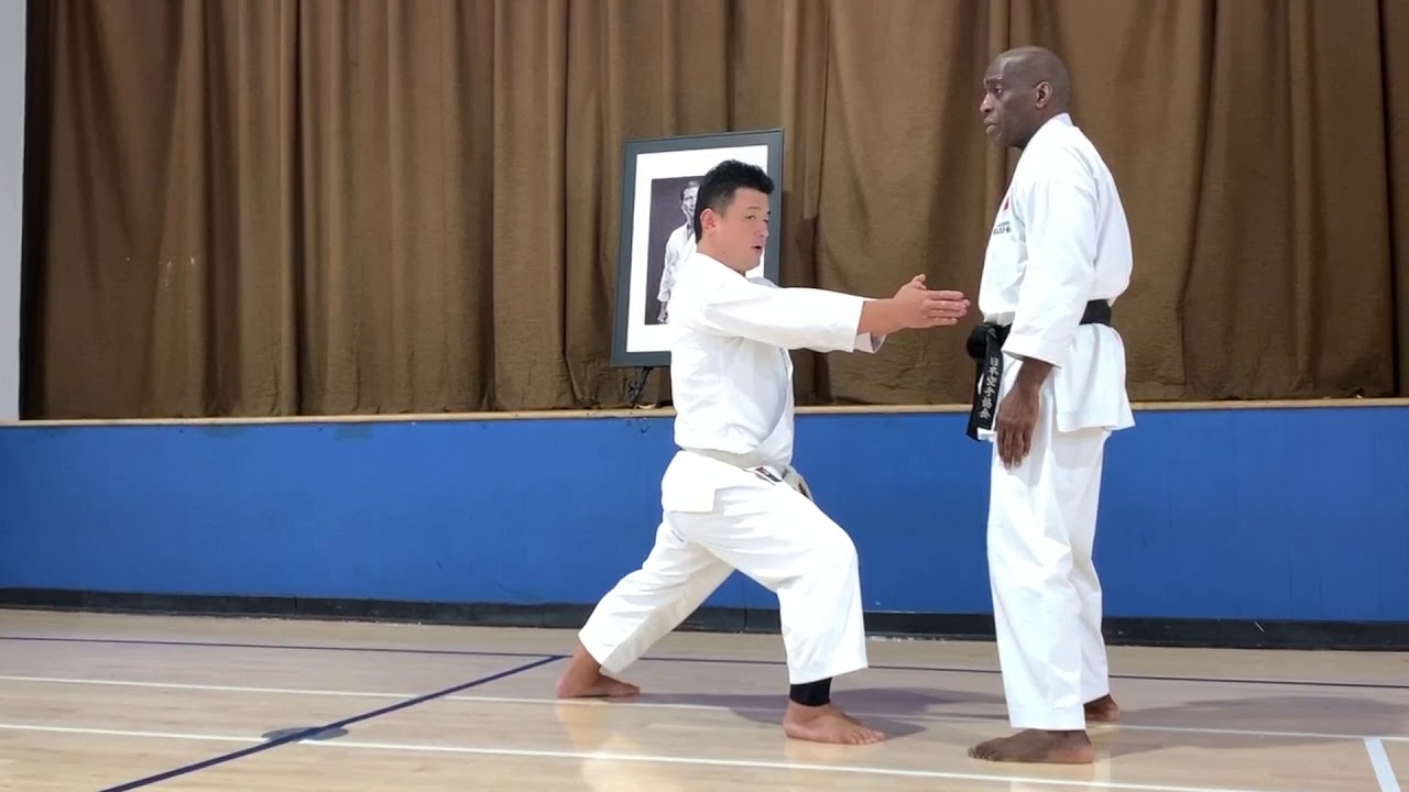 Nemoto Sensei explaining stepping Lung Punch Oi Zuki