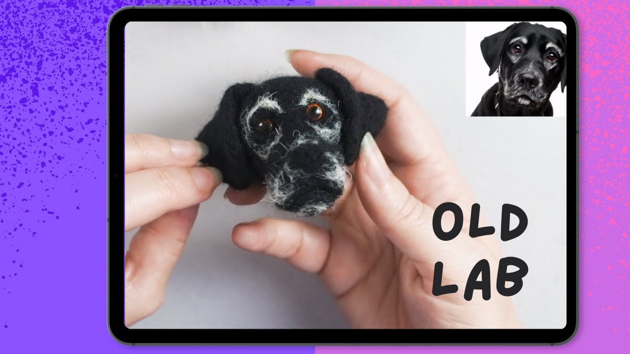 How to Needle Felt a Dog  An OLD Black Lab Face  Aging with shading