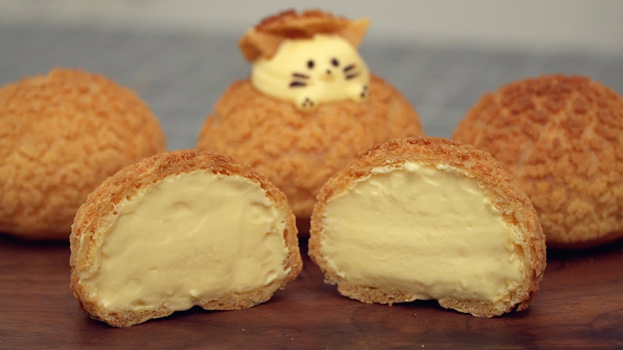 Пирожные Шу с кракелином | сливочные слойки - Choux Au Craquelin | Cream Puffs