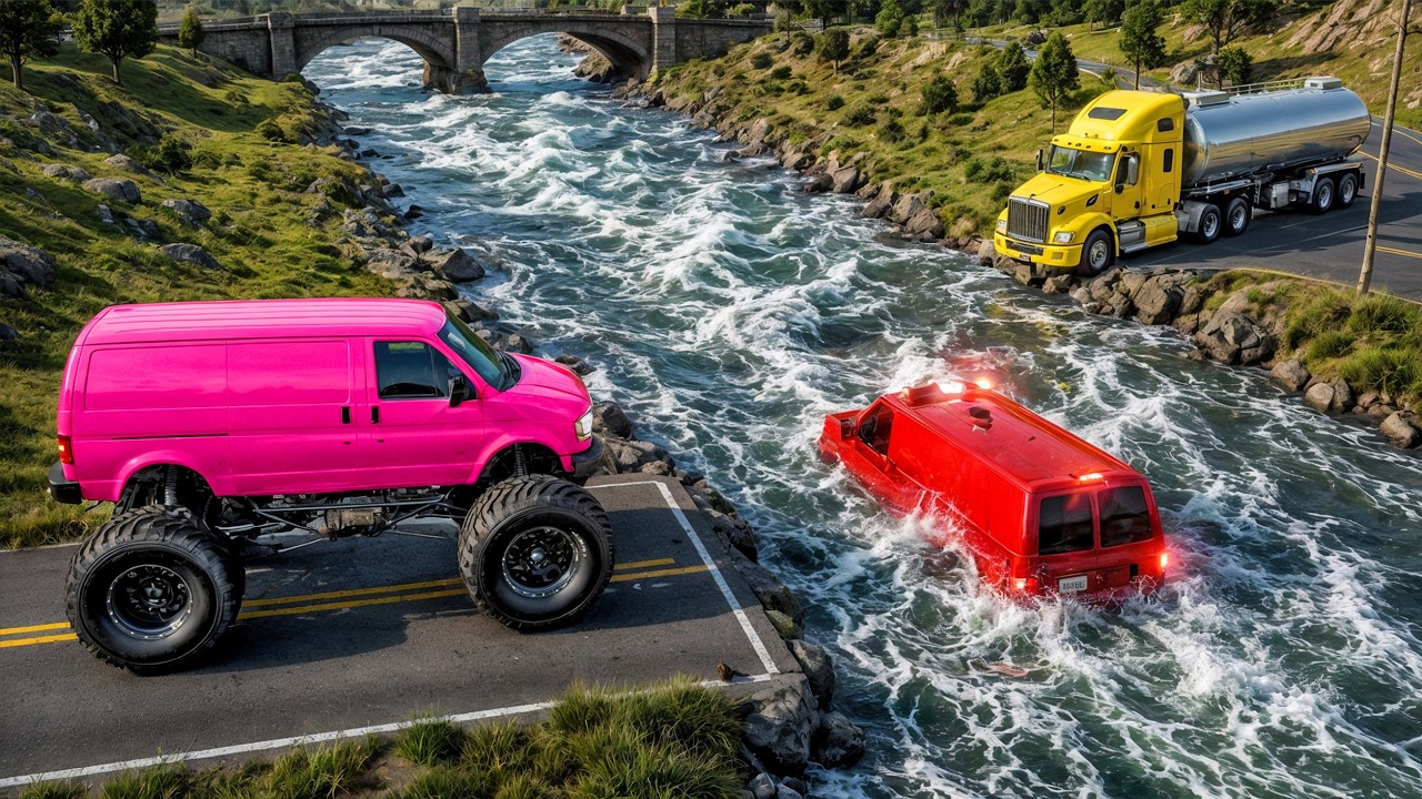 Глубокая и быстрая река против МАШИН #2 &mdash; Краш-тест автомобилей в BeamNG Drive 2026!