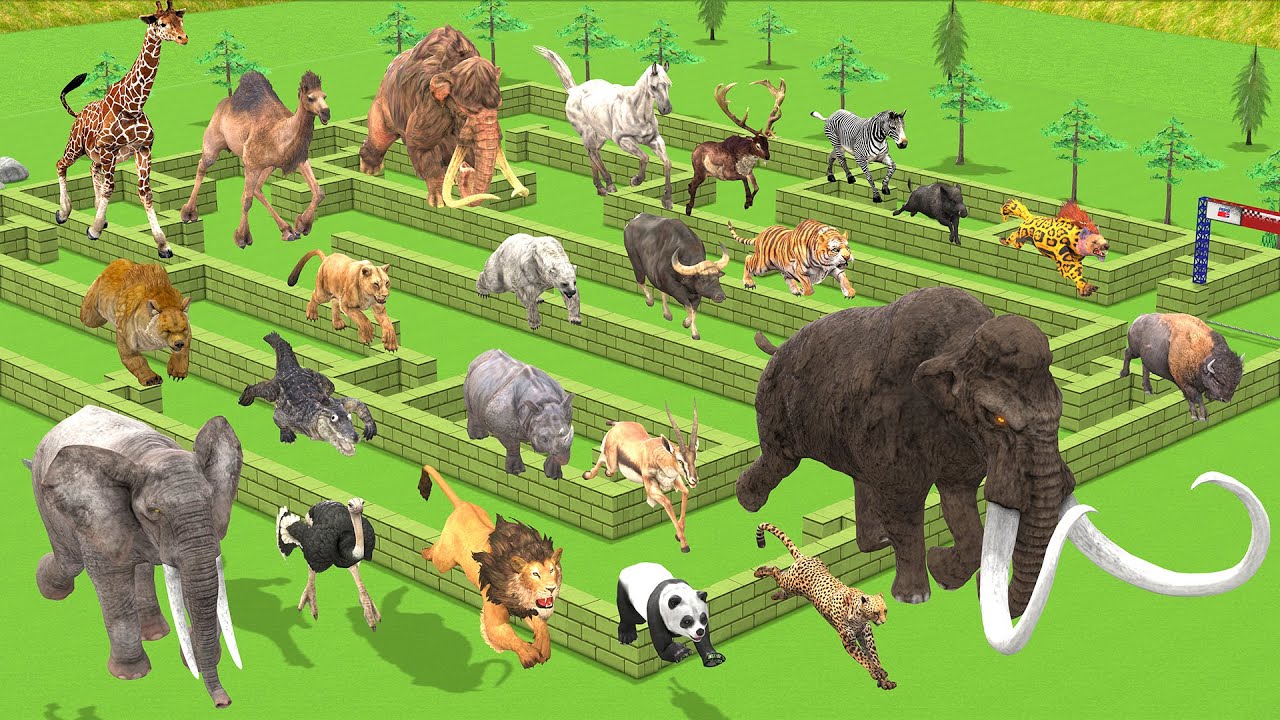 Maze Madness Race 23 Wild Animals, Which is the Fastest Animal? Animal Revolt Battle Simulator