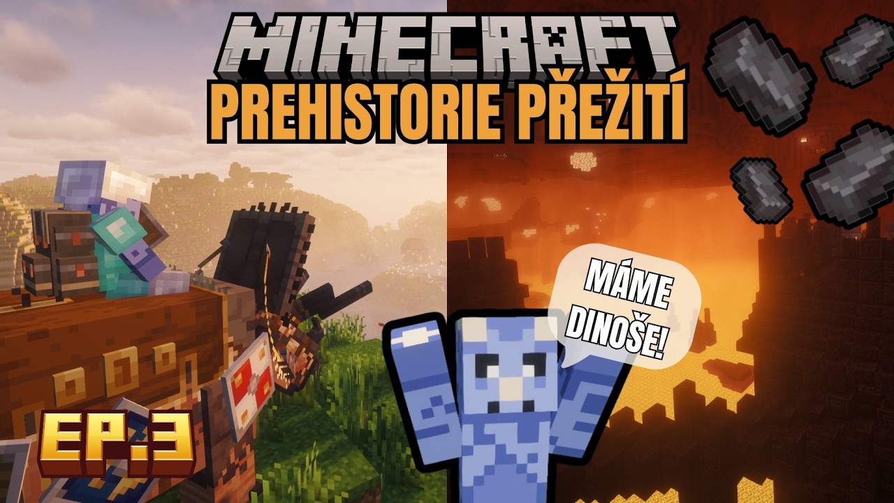 První dinosauřiiiiiii - MINECRAFT: Prehistorie Přežití S01E03 CZ/SK (300+ modpack)