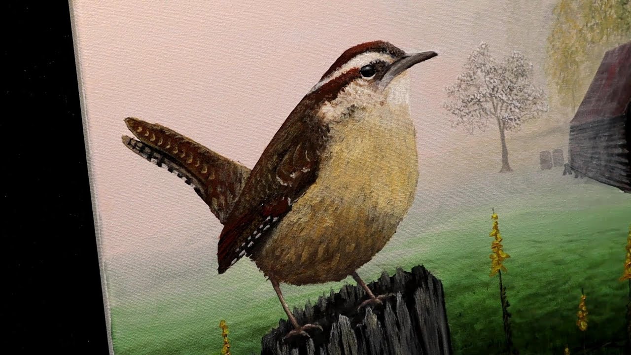 Quick Time Lapse Painting Of A Carolina Wren #art #timelapse #birds