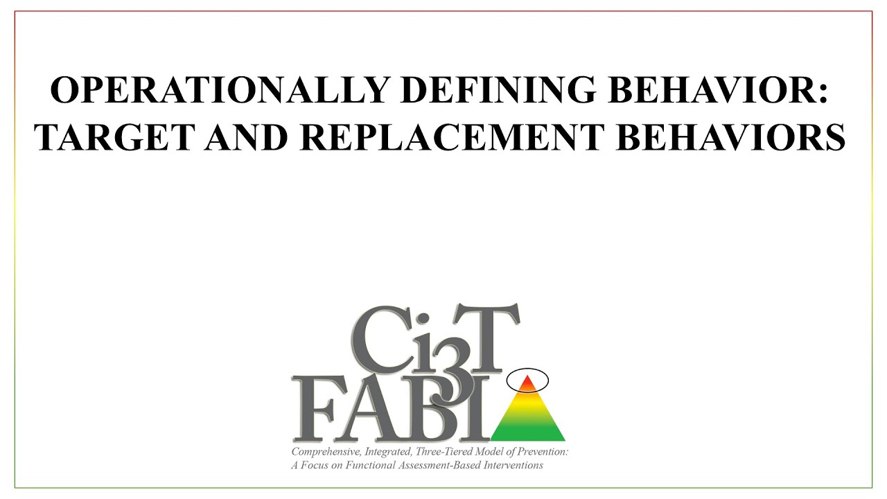 Operationally Defining Behavior: Target and Replacement Behaviors