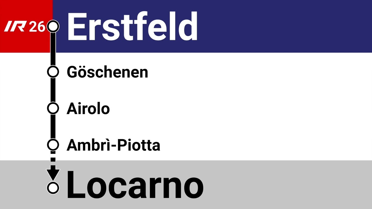 SOB Ansage &bull; IR26 &bull; Begr&uuml;ssung Erstfeld &ndash; Locarno (D, I, E)