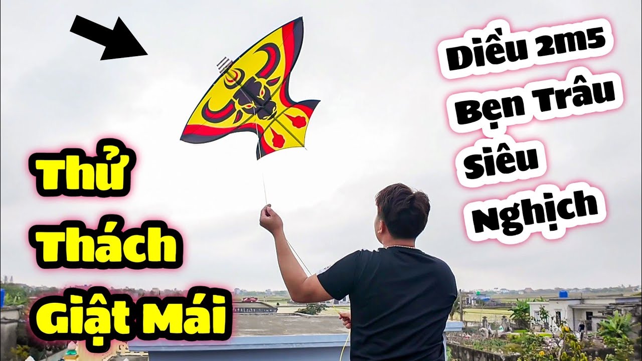 Thử Thách Giật Tay Diều 2m5 Bẹn Trâu Trên Mái Nhà Và Cái Kết Vỡ Hết Sáo