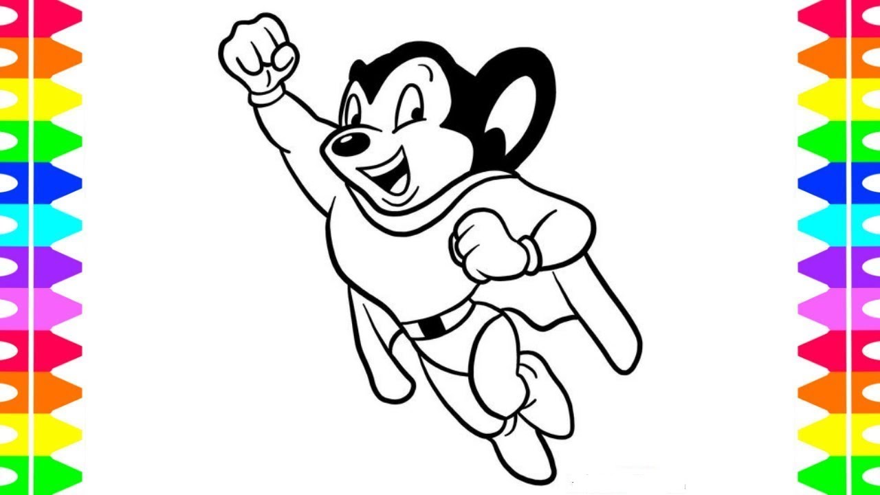 How to Draw Mighty Mouse l Drawing Video Mighty Mouse Toddler for Kids