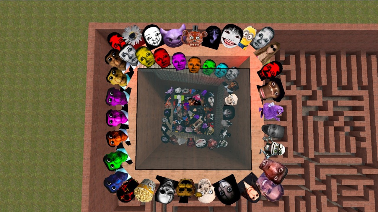 MY NAME IS AUUGHH YOSHIE PLANKTON AND OBUNGA IN BIG MAZE Garry's Mod