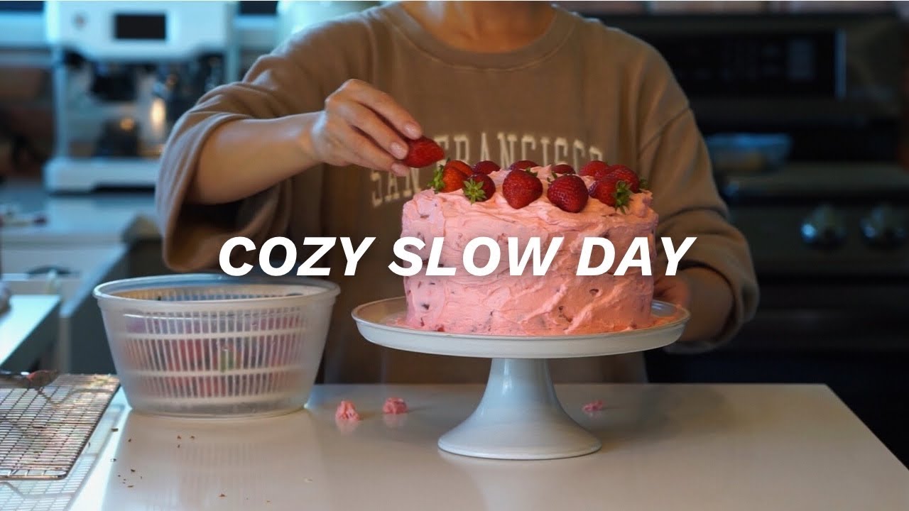 Slow Living Day Vlog | Grocery Run + Strawberry Cake & Creamy Pasta Birthday