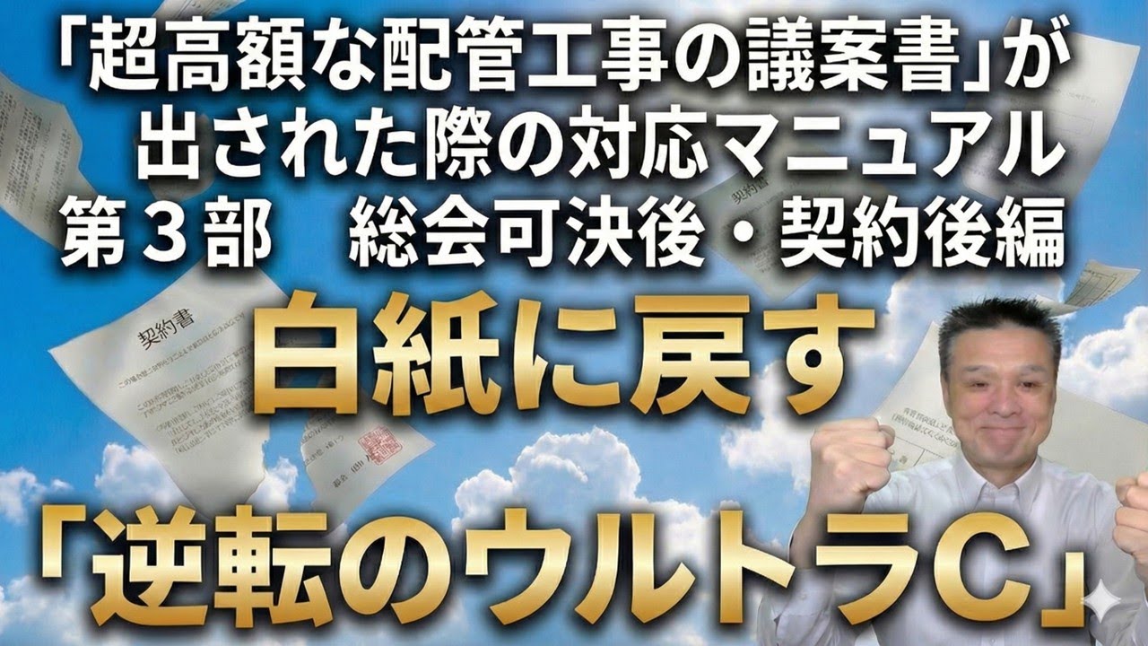 「超高額な配管工事の議案書」が出された際の対応マニュアル　第３部　総会可決後・契約後編　白紙に戻す「逆転のウルトラC」