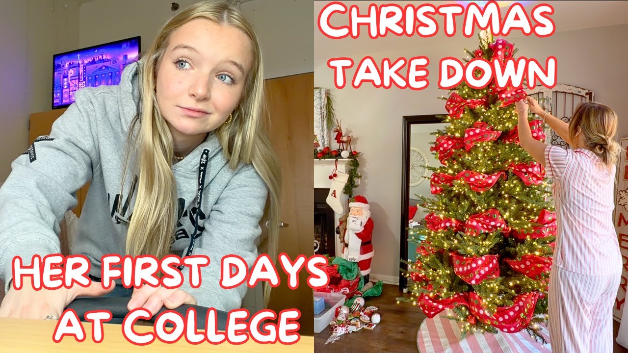 CHRISTMAS TAKE DOWN | BRYLEIGH'S FIRST DAYS AT COLLEGE | Family 5 Vlogs