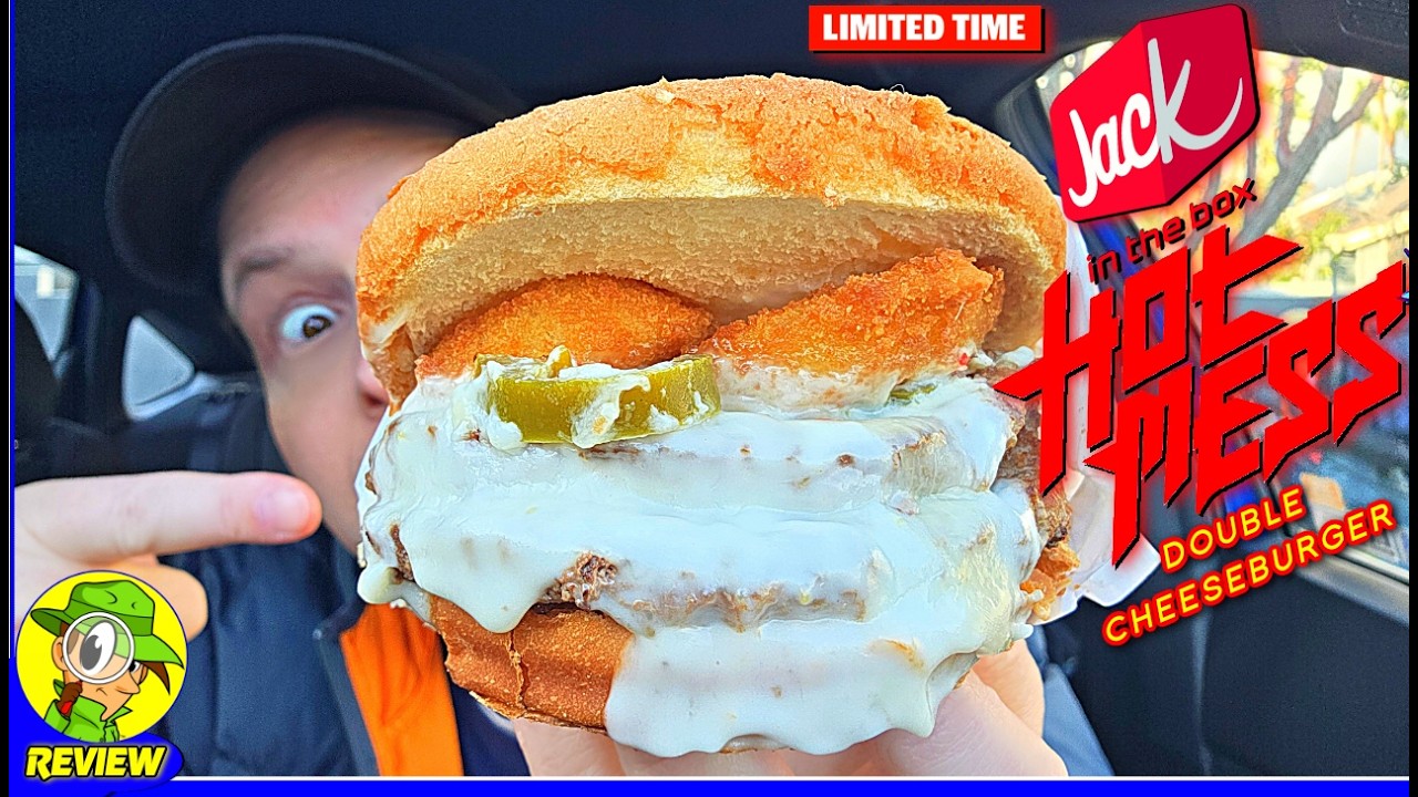 Jack In The Box® Hot Mess Double Cheeseburger Review 🃏🫟✌️🍔 First Time Trying! 🤩 Peep THIS Out! 🕵️‍♂️