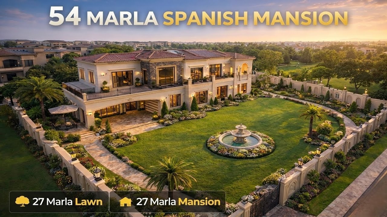 54 Marla Spanish Mansion Tour 😮 | 27 Marla Lawn + 27 Marla Built | Bahria Town Phase 7 Rawalpindi 