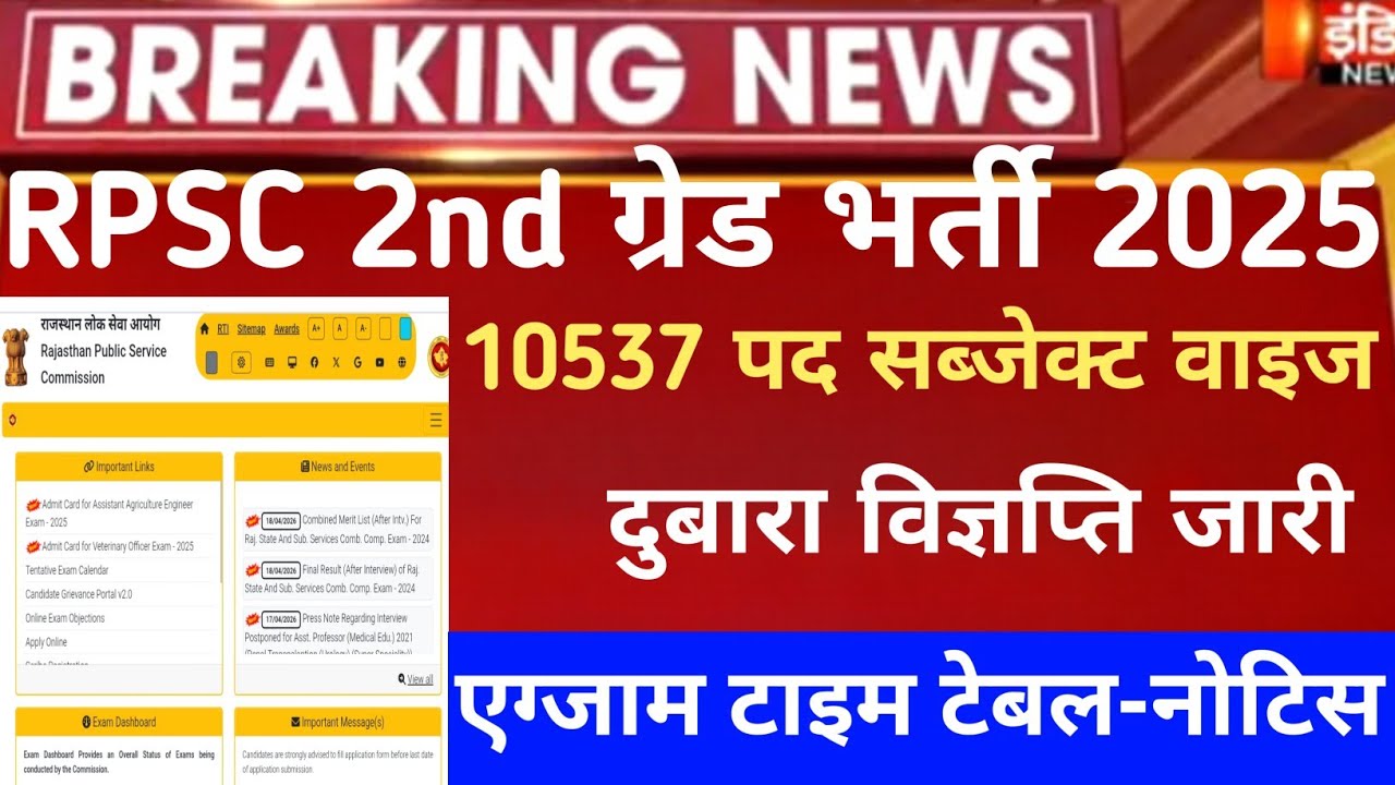 Rpsc second grade exam date 2026/rpsc 2nd CUT-OFF/Rpsc 2nd sst,hindhi 2026/2nd grade latest news2026