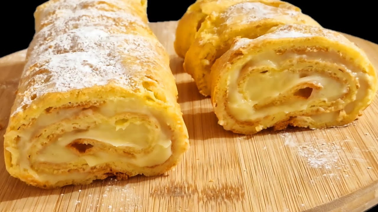 The best recipe. Choux pastry roll with custard.eclairs recipe.