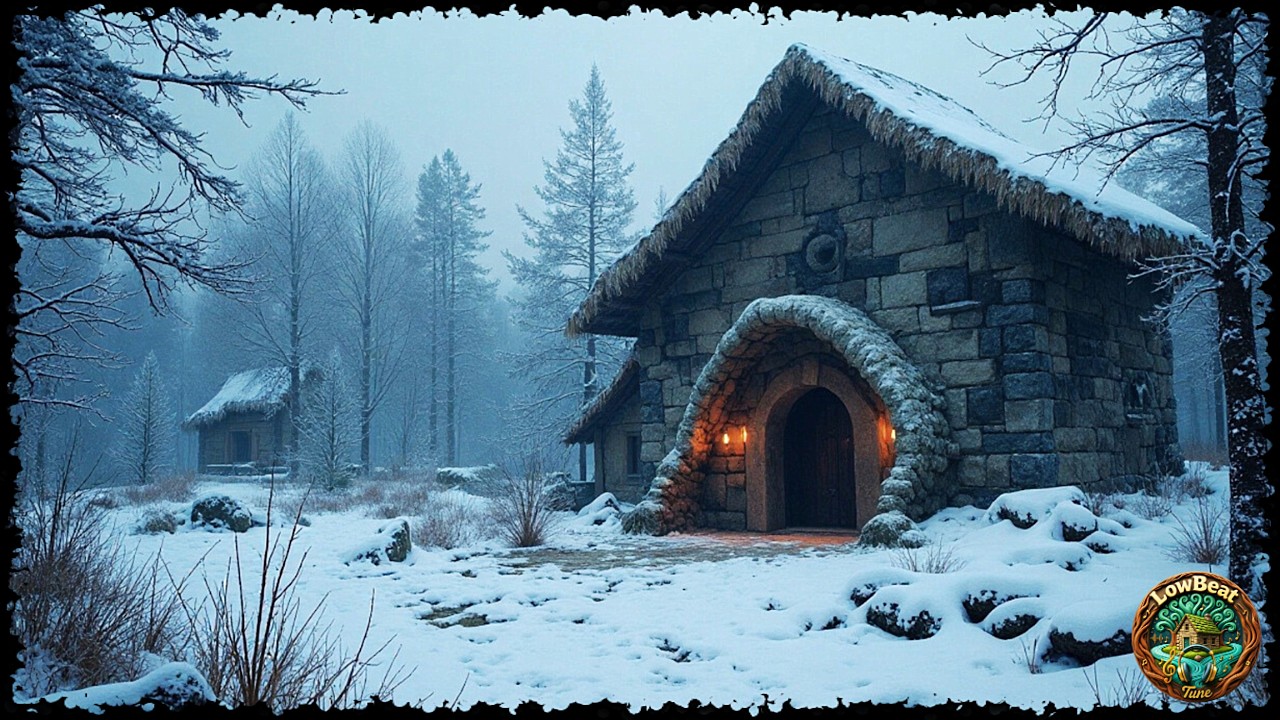 Hidden Log Cabin of the Frozen Forest 🏠 | Medieval Nordic Winter Ambience for Calm | LowBeat Tune 🍁
