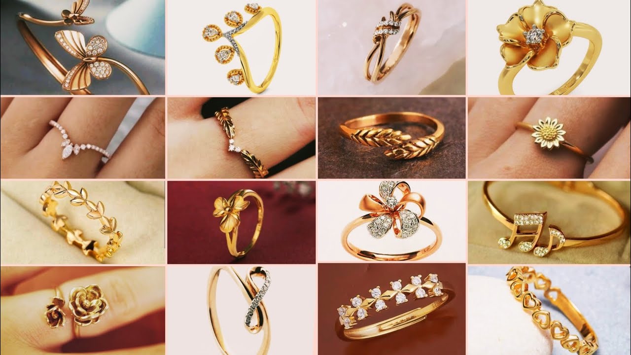 Lightweight GOLD RING designs for women&nbsp;|| Simple gold ring designs || Engagement gold rings